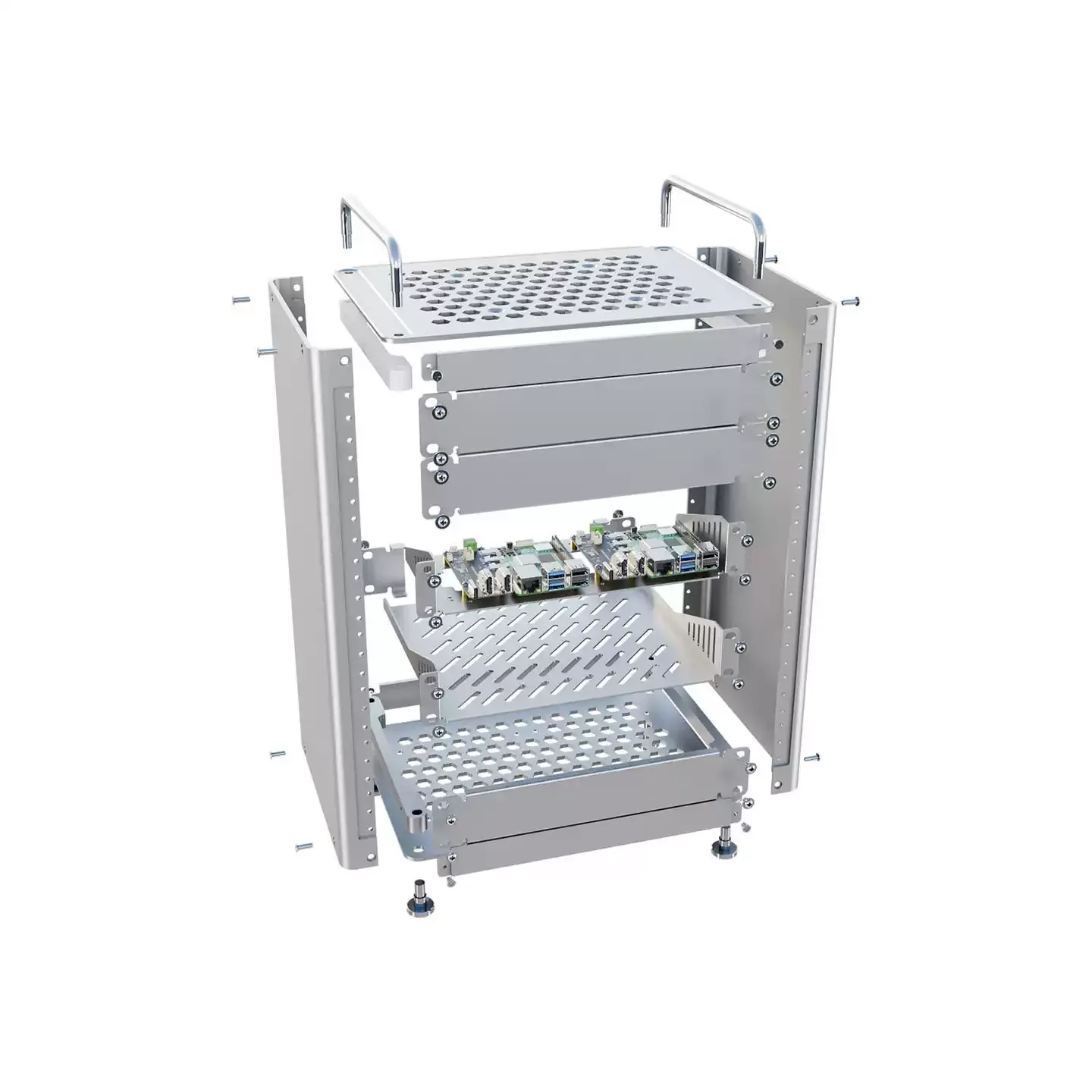 Waveshare 8U HomeRack Server Cabinet Kit 10-inch Aluminum Alloy Mini Rack Frame for Home Lab And Compact Server Setup