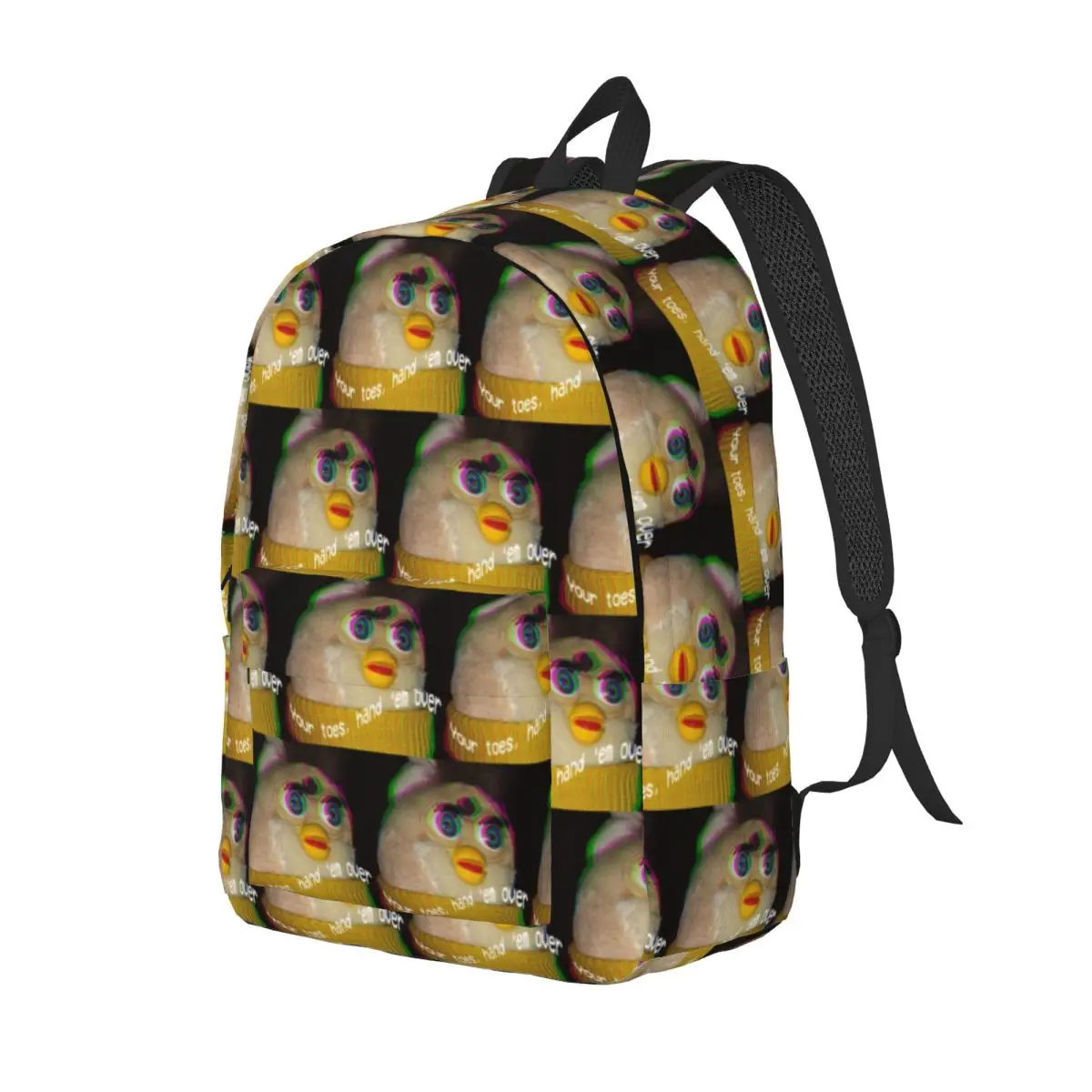 Long Furby Give Him Your Toes Backpack Daypack Large Capacity Children BookBag School Bag Shoulder Bags for Men Women