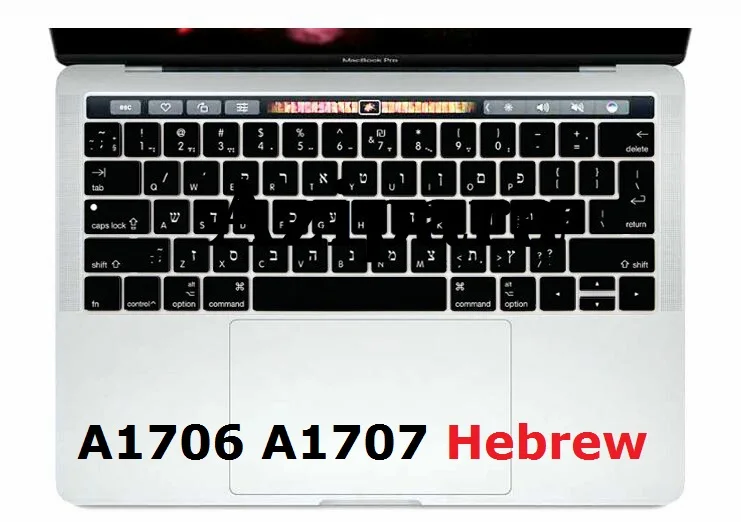 

Universal Hebrew Skin for Macbook Pro 13 15 Touch Bar EU US Hebrew Keyboard Cover A1706 A1707 Silicon Waterproof Keyboard Film