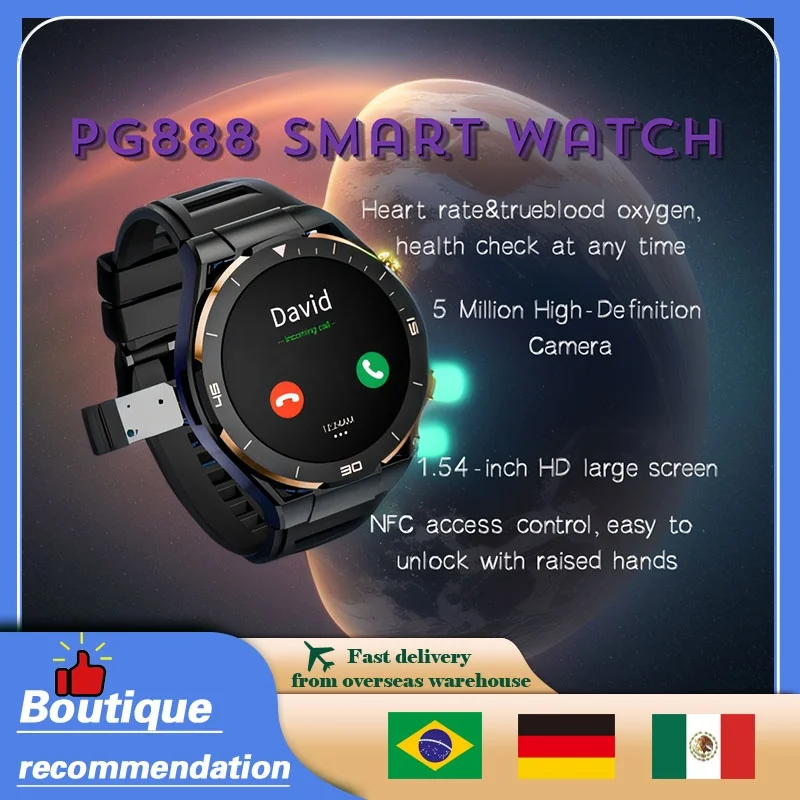 PG888 smart watch 2024 SIM Waterproof camera Outdoor Smartwatch HD For XiaoMii watches for men women with bluetooth WIFI Android