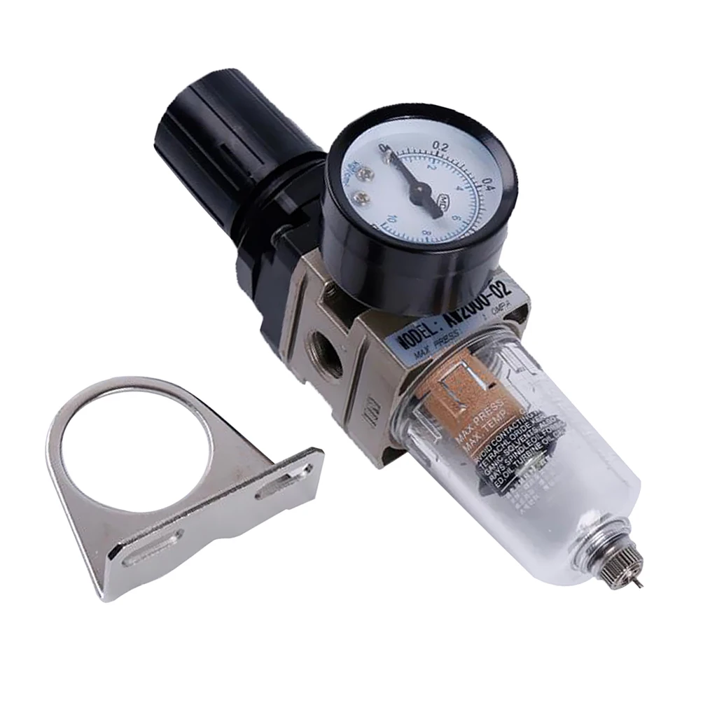 AW2000-02 1/4\'\' Air Filter Regulator Moisture Pressure Gauge