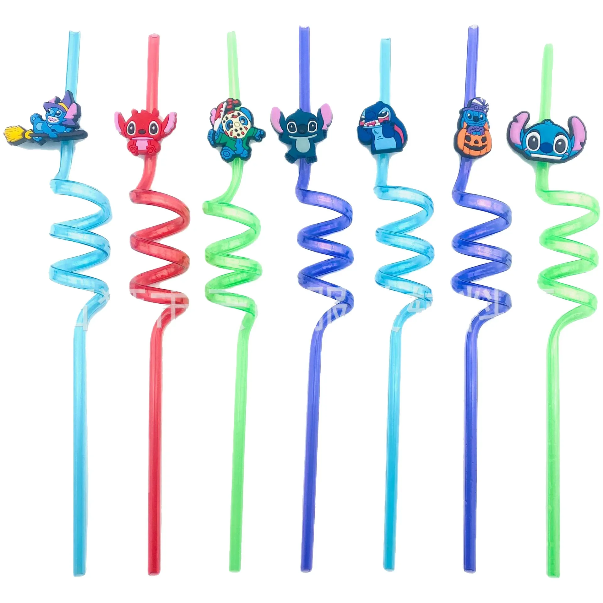 Disney 6pcs Reusable Stitch Straws Plastic Drinking Straws Kids Birthday Party Decorations Abomination Birthday Party Supplies