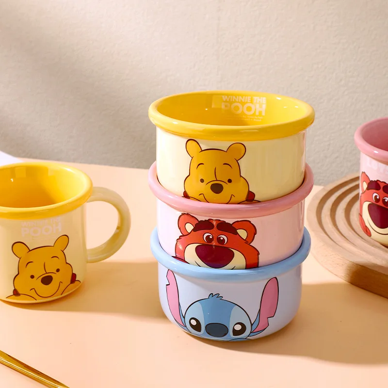 

Disney Stitch 4.5 inch ceramic bowl children cute tableware Winnie ceramic tableware cartoon children's bowl kitchen supplies