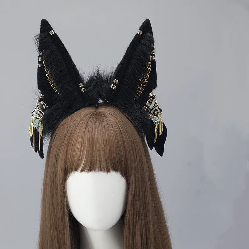 Halloween Gothic Punk Lolita Teufelshorn Wolf Ohren Dämon Handgefertigte Anime Party Kostüm Haarband Cosplay Katze Haarschmuck