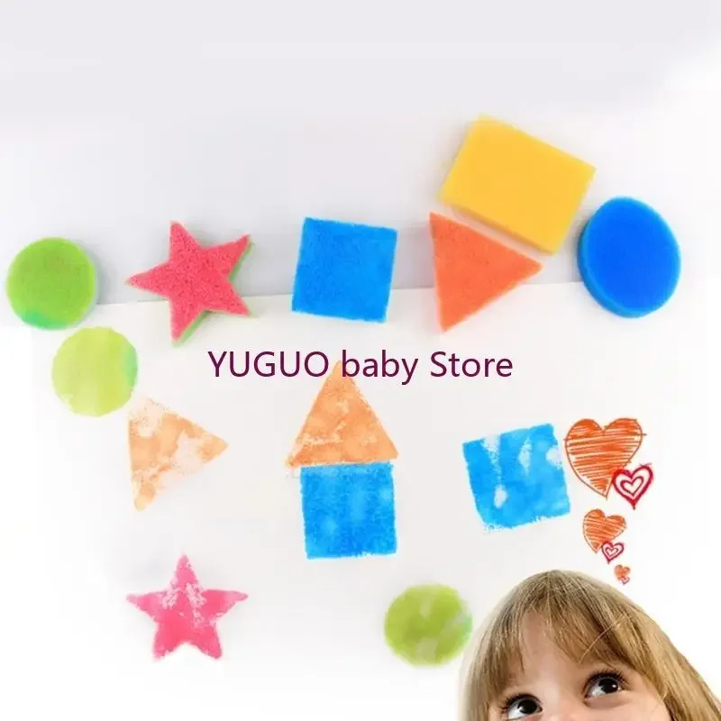 6 ชิ้นฟองน้ำสีสำหรับเด็ก, ภาพวาดล้างทำความสะอาดได้ฟองน้ำการเรียนรู้ฟองน้ำสีเครื่องมือรูปร่างฟองน้ำ Stamper ของขวัญ