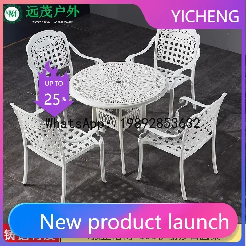 B-2   Outdoor Desk-Chair Leisure Cast Aluminum Courtyard Garden Balcony Small Coffee Table Outdoor Swing Three-Piece Set