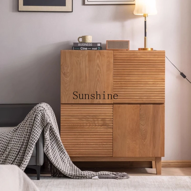 

Japanese-style white oak chest solid wood sofa, living room storage, bedroom end of bed, storage, combination