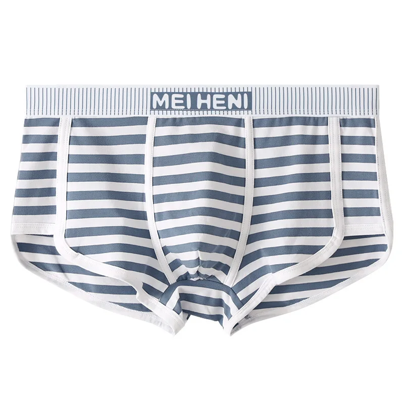 Men's Underwear Striped Printed Boxers Thin Sports Breathable Panties Bulge Pouch Boxer Summer Sweating Underpants Trunks