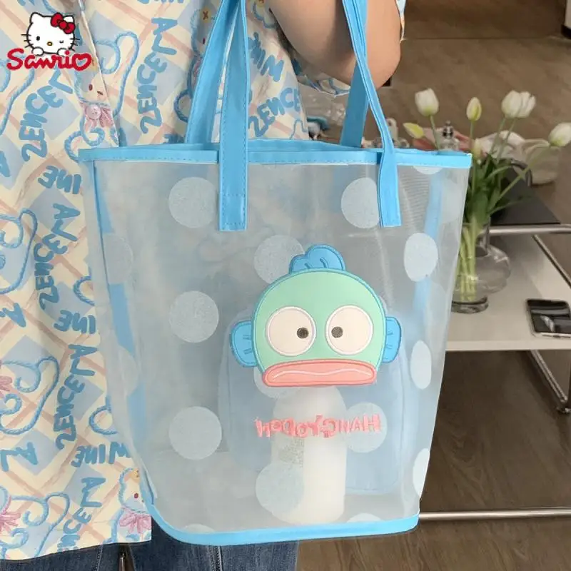 Kawaii Sanrio Anime Gauze Handbag Cute Hangyodon Cartoon Portable Large Capacity Swimming Wash Bag Shoulder Bag Gifts for Girls