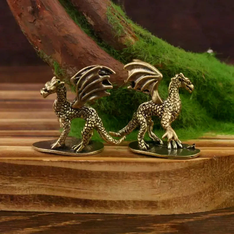 [MOA]Pterosaur Brass Ornament Little Flying Dragon Statue Tea Pet Desktop Small Ornament Figurine[MOA]