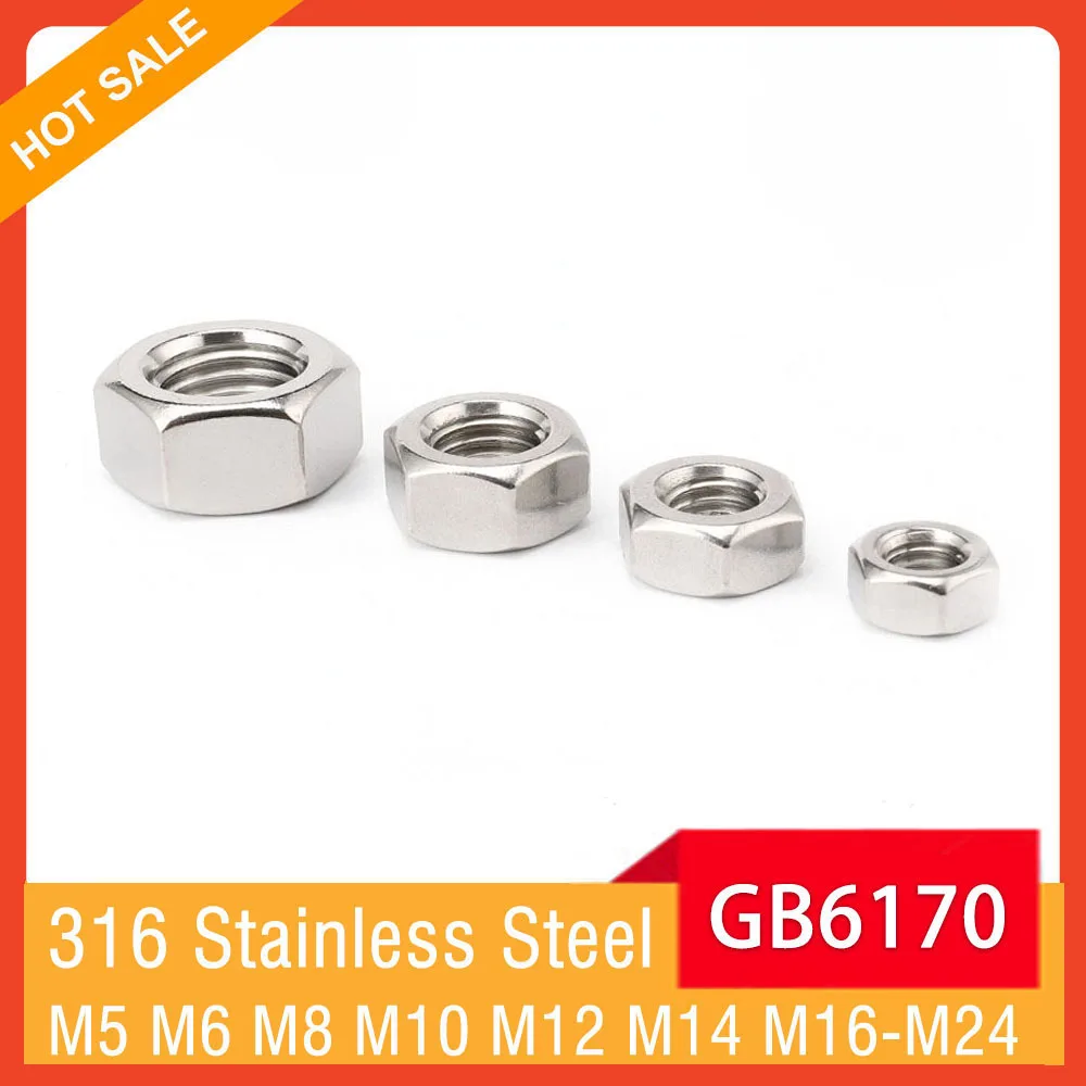 M5 M6 M8 M10 M12 M14 M16 M18 M20 M24 GB6170 A4-80 316 Stainless Steel Hexagon Nuts