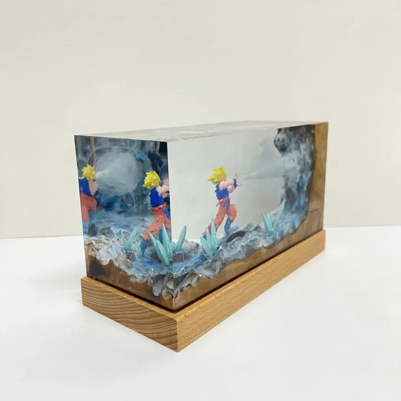 Figurine Dragon Ball Son Goku, 11cm, atmosphère de dessin animé lumineux, modèle créatif en résine, ornement de bureau, décorations, jouets pour enfants, cadeau