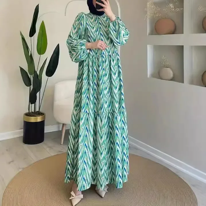 Maroko Kaftan Eid Muslim Abaya for Women Print Long Dress Jalabiya Islam Vestidos Arab Dubai Robe Abayas Ramadan Modest Dresses