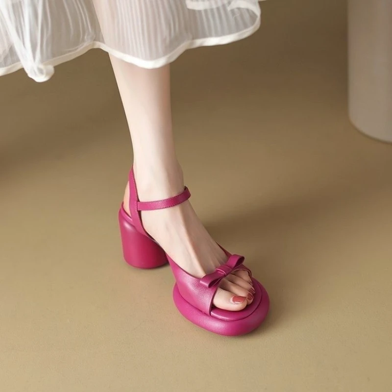 

Thick-soled, Wide Heel, Slip-on, Ankle Strap with Buckle, Waterproof Platform, Comfortable and Slip-resistant Women's Sandals