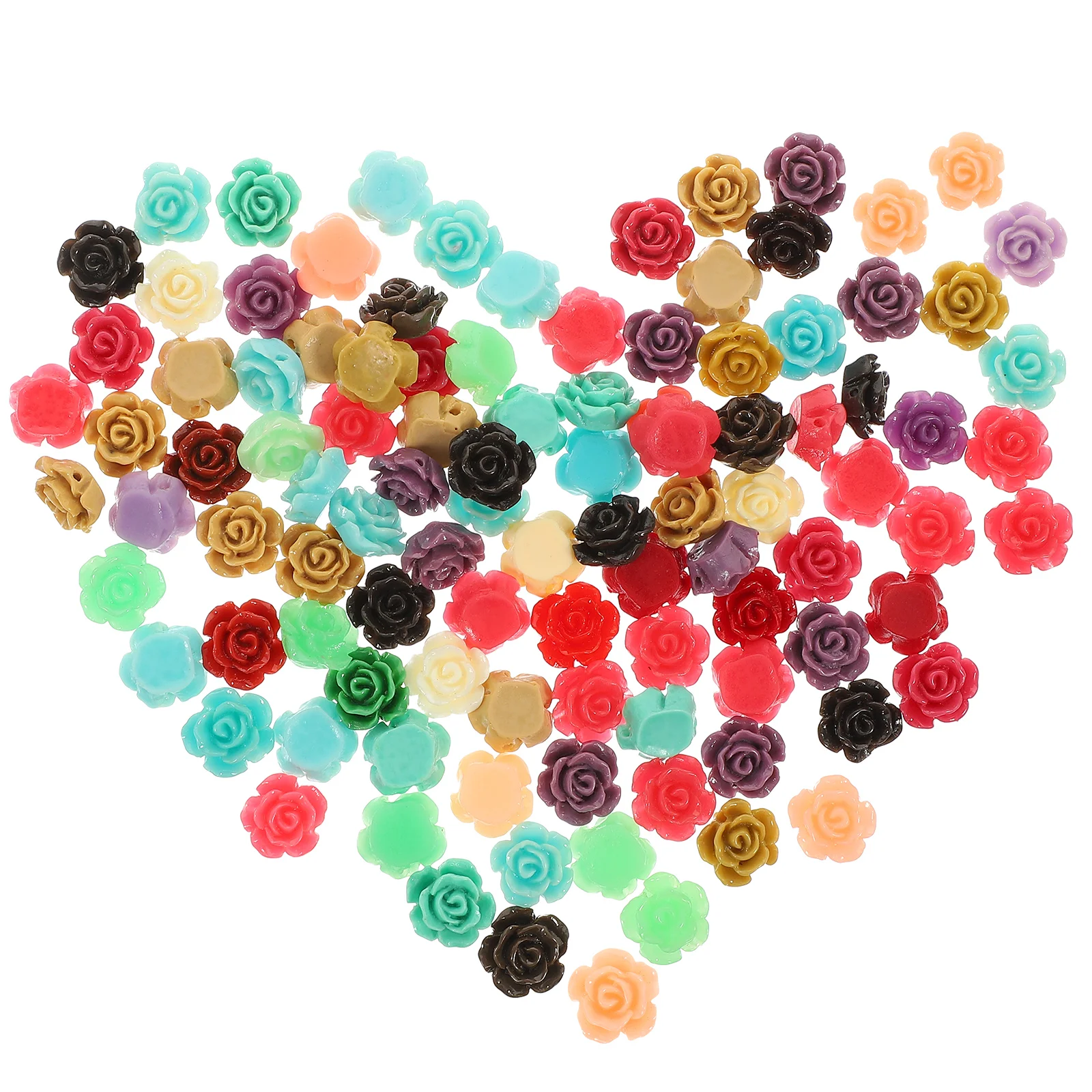 

100 Pcs Mini Flowers for Crafts Key Chains Charms Rose Beads Perforation Bracelets