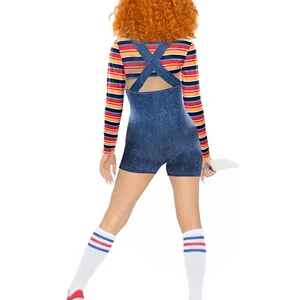 مجموعة زي تأثيري مخيف كابوس قاتل للنساء, تريد أن تلعب, شخصية الفيلم, بدلة تشاكي, ازياء الهالوين, مجموعة بذلة, 2 قطعة أعلى 8 مبيعات زي تشاكي نسائي - No8