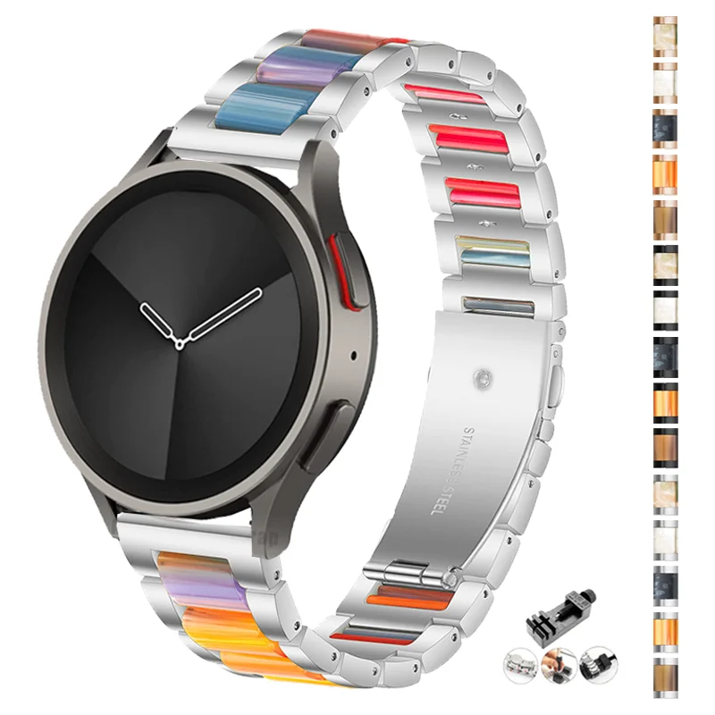 

20mm 22mm Metal+Resin Strap for Samsung Galaxy Watch 5 Pro 4 3 Classic Band 40mm 44mm 42mm 46mm 45mm Active 2 Alloy Bracelet