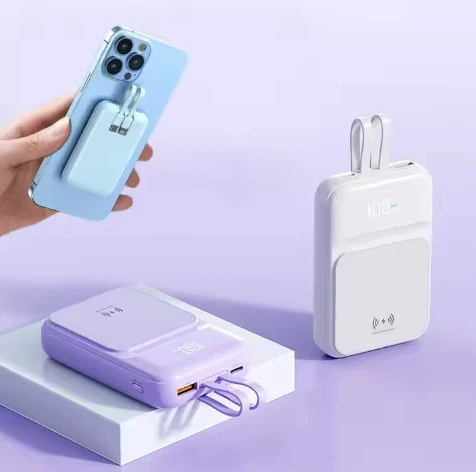 

10000mAh Fast Charging Power Station Magnetic Wireless Portable Power Bank with Digital Display Built in Cable Power Bank