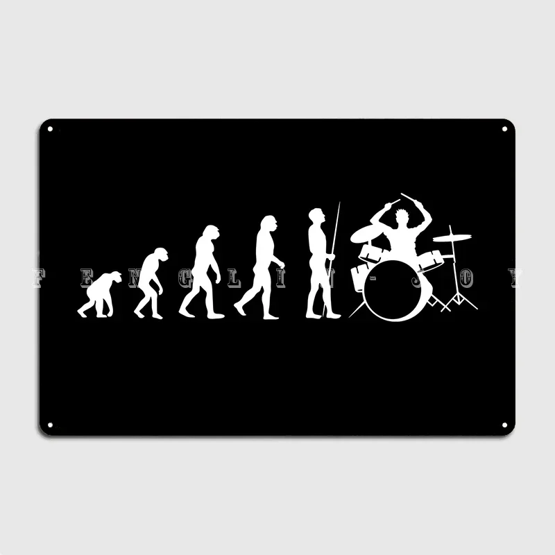 

Drummer Evolution Poster Metal Plaque Club Bar Cave Decoration Wall Plaque Tin Sign Poster