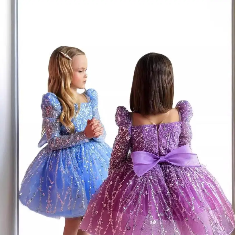 Children's Catwalk Sequined Evening Gown Wedding Birthday Party Flower Girls Princess Prom  Dress A3750 Bridesmaid Dresses