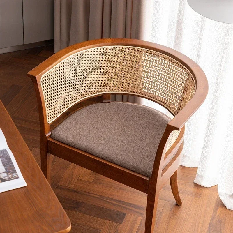 Xingwei Nordic solid wood rattan dining chair, simple, new Chinese back chair