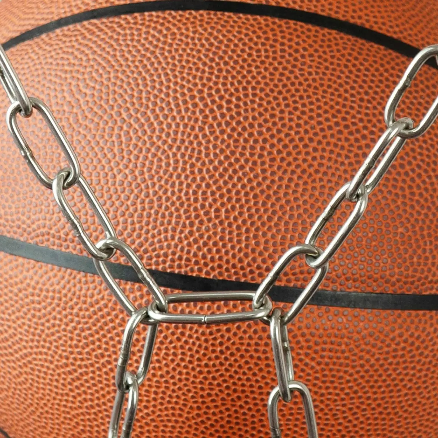 Rede de cesta de basquete com corrente de aço inoxidável para exterior com 12 alças