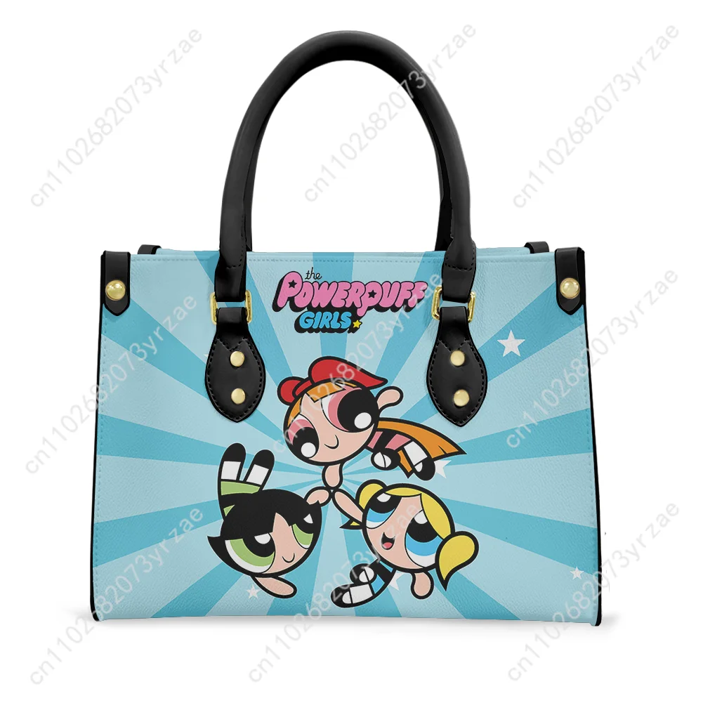 حقيبة يد الفتيات Powerpuff للرجال والنساء أنماط الموضة حمل حقيبة كتف الأعمال ركاب محفظة جلدية حقائب مخصصة