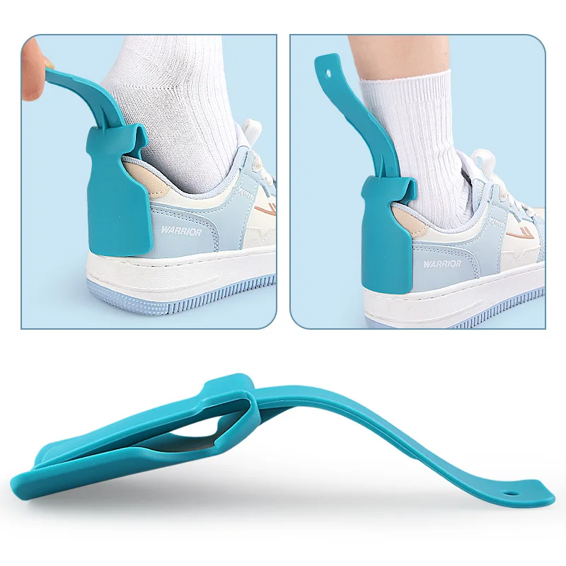Lazy Shoe Horn for Kids Elderly Hands-Free Easy Step-In Portable Small Shoe Helper with Handle for Seniors and Children