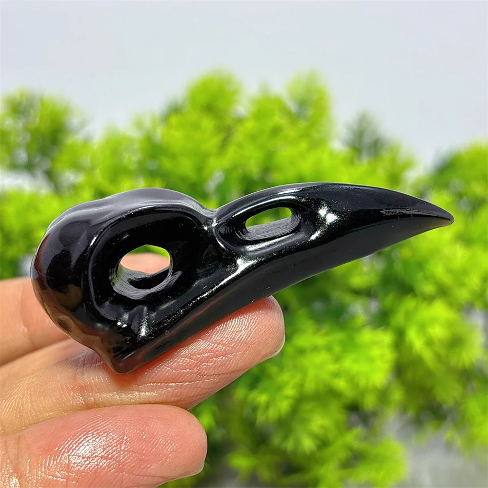 Black Obsidian Crow Skull Natural Crystal Home Decoration Room Decor Luck Quartz Stone Garden Healing Energy Love Gifts