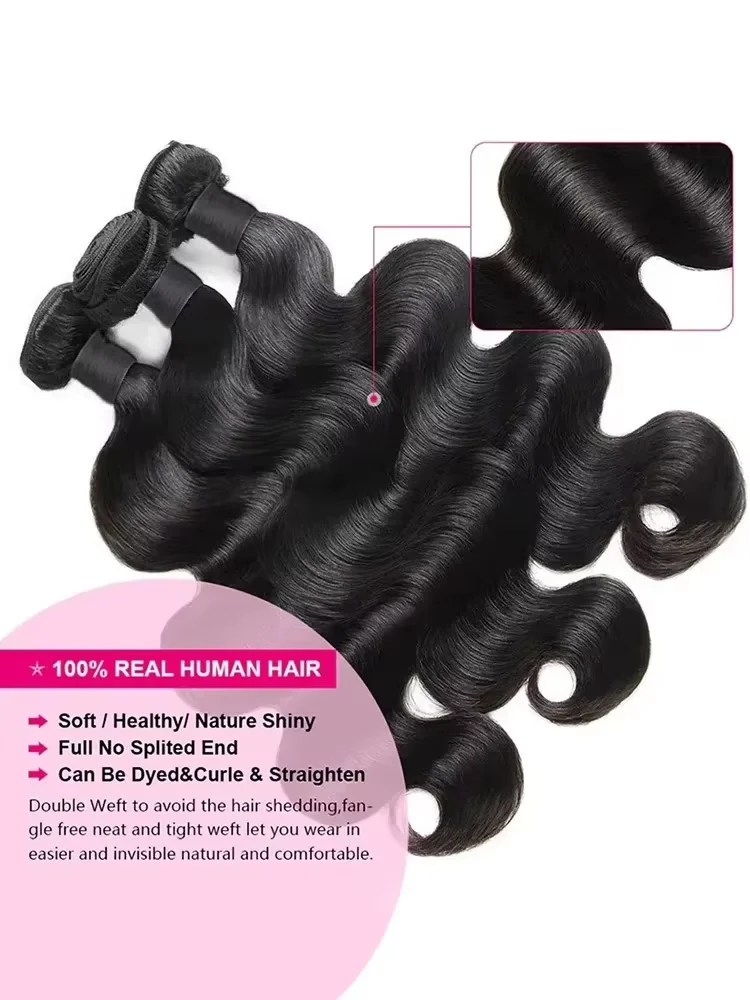 Mechones de cabello ondulado de 30 y 40 pulgadas, 100% cabello humano brasileño sin procesar, 1/4 mechones para extensiones de cabello de doble trama sin procesar