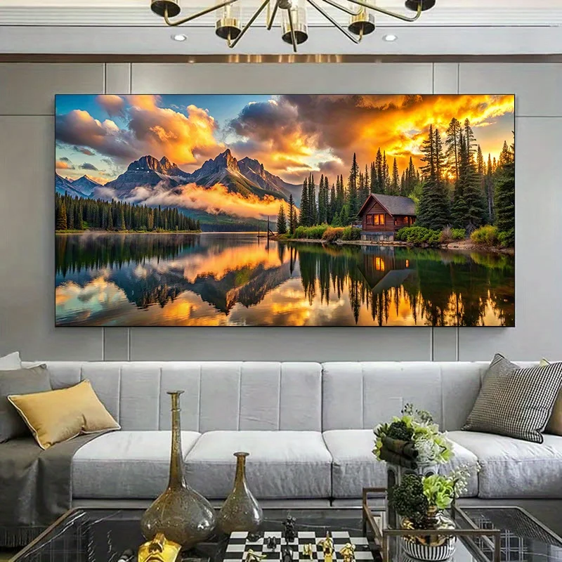 Modern Reflective Landscape Art Canvas Painting Art for Living Room Modern Canvas Poster for Bedroom Decoration Cuadros No Frame