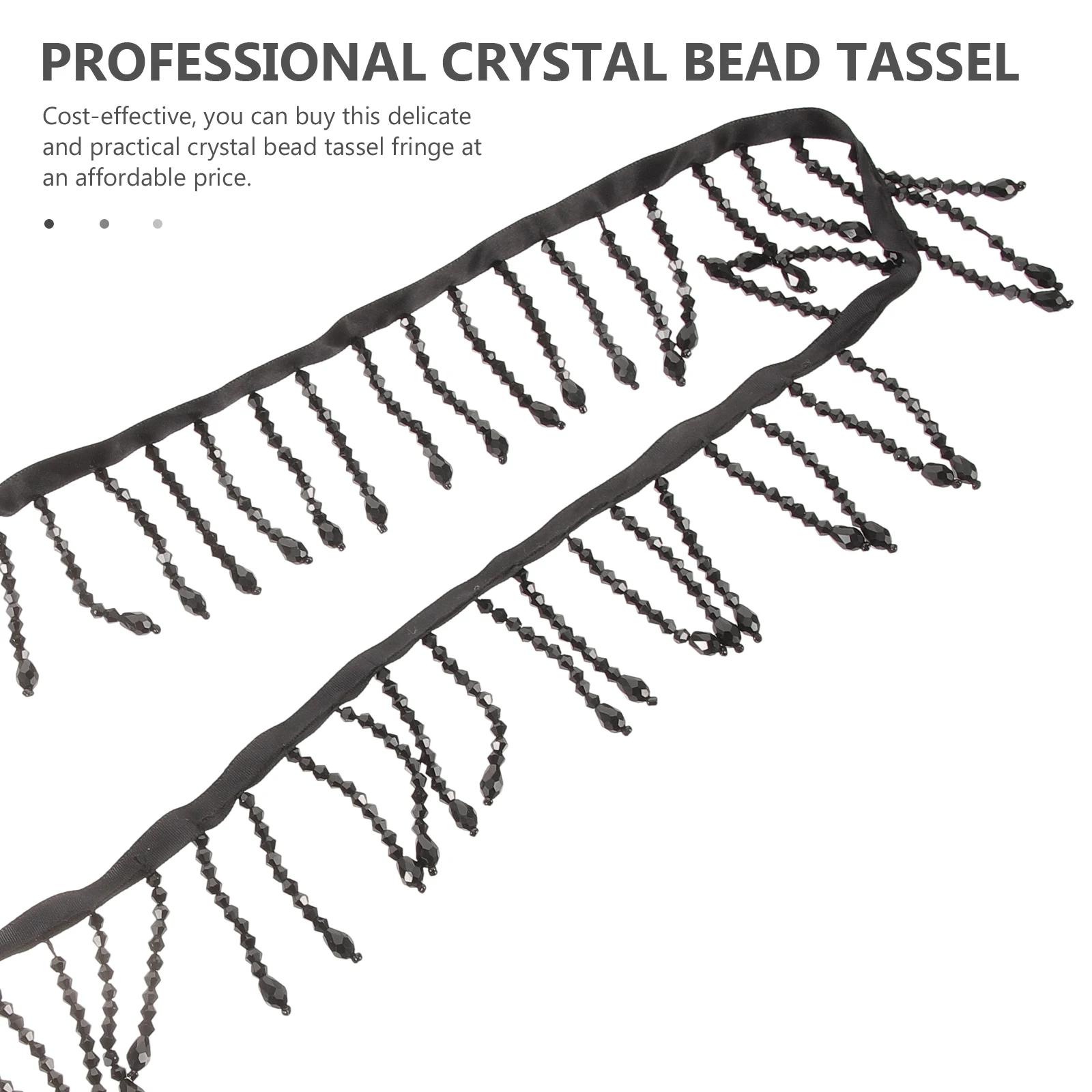 

Tassels Beaded Lace Auxiliary Materials Fringe Trim Rhinestone Crystal Beads Black