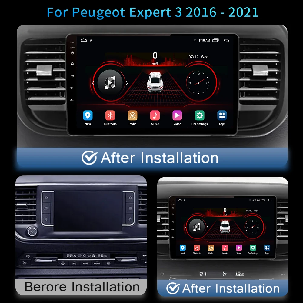 Android 13 For Citroen Jumpy III 3 SpaceTourer 1 For Peugeot Expert 3 2016-2021 Car Radio Multimedia Video 4G Carplay AutoRadio