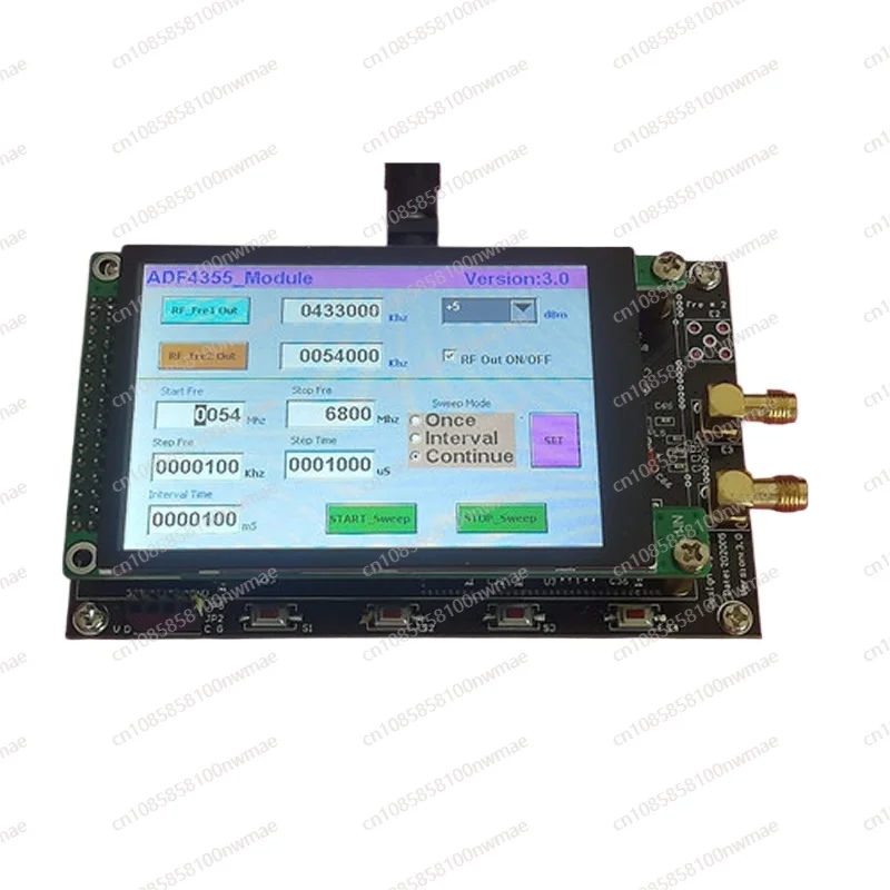 ADF4355 module, RF signal source VCO microwave frequency synthesizer, RF output frequency range: 54 MHz-6800 MHz