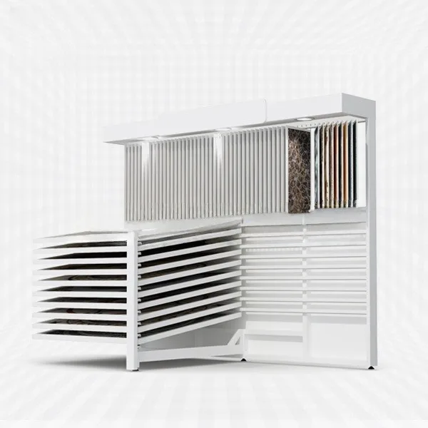 Craftgrainpro Modern Wood Flooring Display Rack Customized Shelf Stand with Base Plate for Product Display view 3