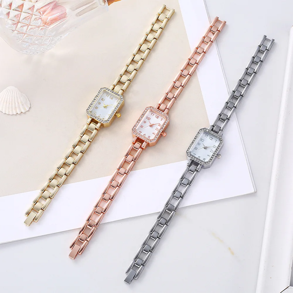 UTHAI Watch Light Luxury Women\'s 2024 Square Digital Leisure Hollow Stainless Steel Student Female Fashion Quartz Watches