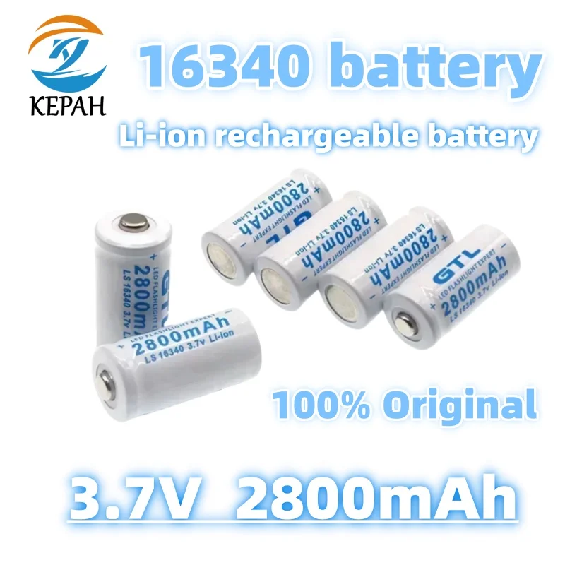 New High capacity 2.8Ah Rechargeable 3.7V Li-ion 16340 Batteries CR123A Battery For LED Flashlight For 16340 CR123A Battery