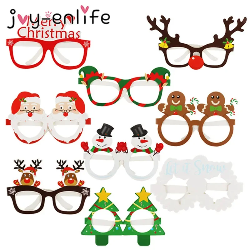 Festive party atmosphere decoration snowman funny photography paper mask glasses Christmas photo props