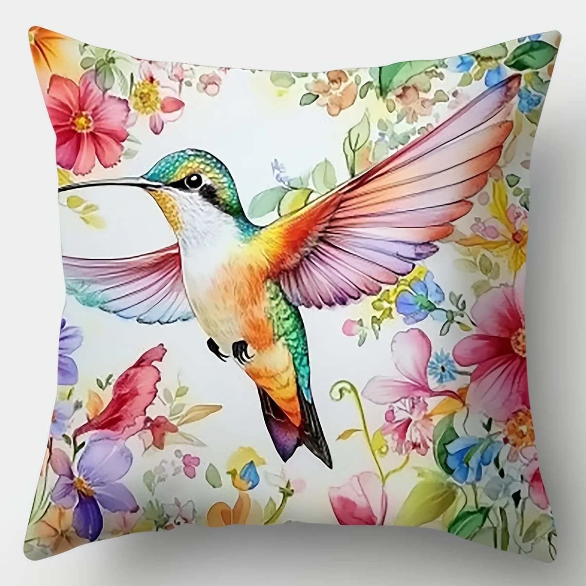 4 piezas  fundas  cojín vibrantes con colibrí y flores, 17,7