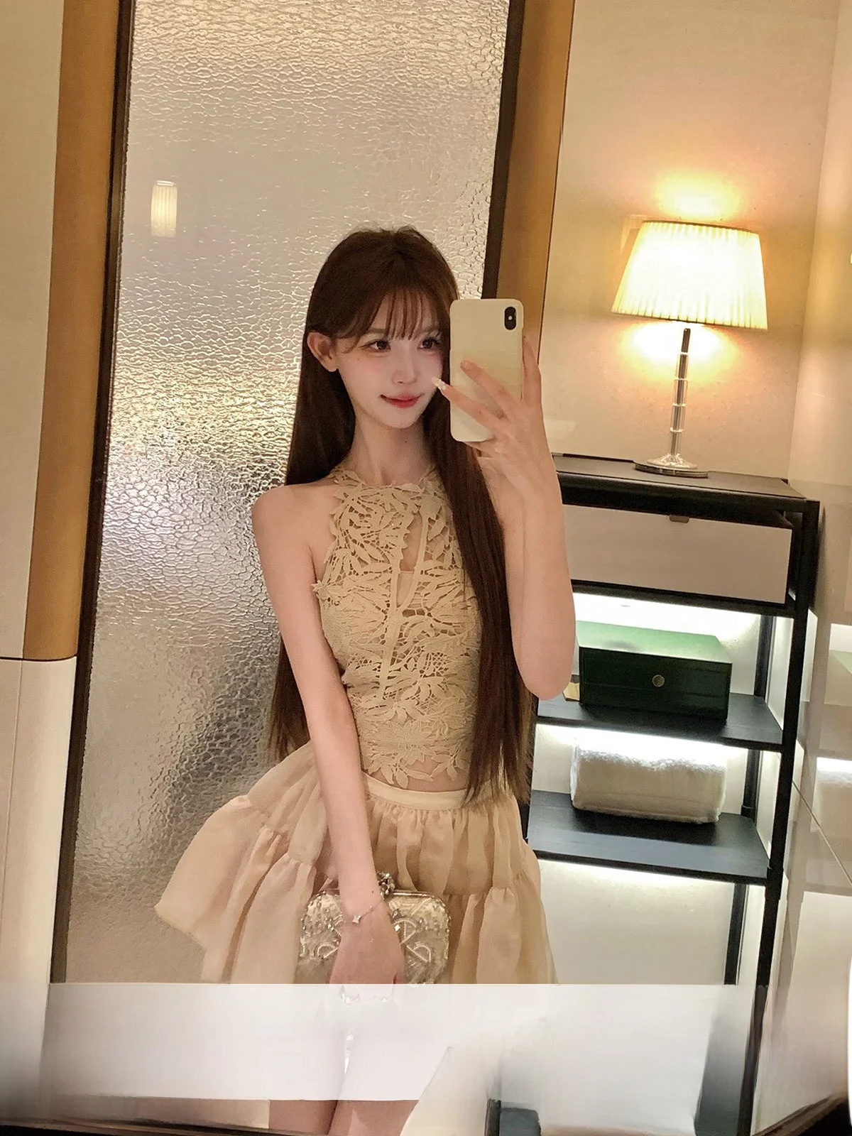 

Комплект YOLI: Женский топ-жилет с завязками и длинная юбка из полиэстера, цвет орехового кофе, повседневный стиль