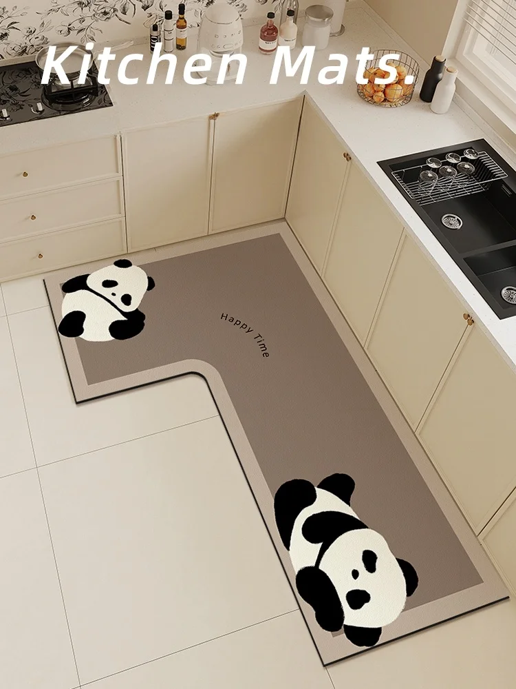 

Коврик для кухонного уголка L-образной формы, силиконовый, с рисунком, противоскользящий, маслостойкий, под плиту, для дома, тканевый напольный коврик