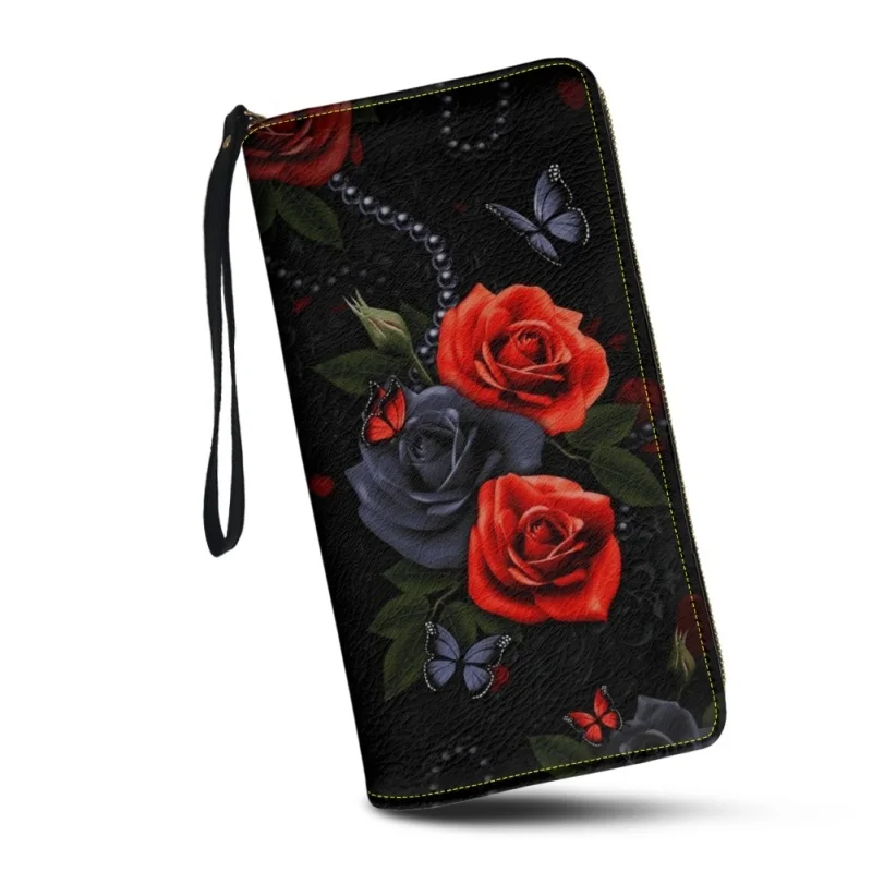 Belidome Butterfly Rose Gifts Wristlet Wallets for Womens Leather Credit Card Holder RFID Blocking Large Capacity Purse Clutch