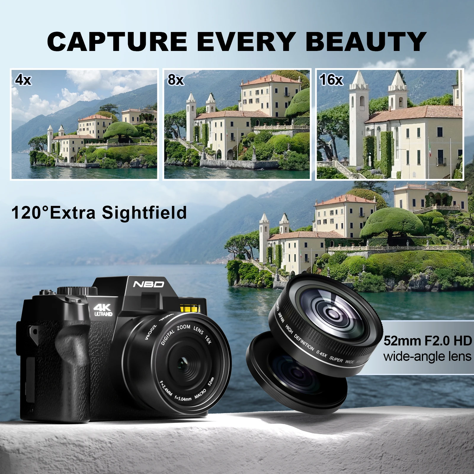 NBD Compact Digital Photography Camera 4K Wireless Network Camera Retro Vlog Recorder YouTube 48MP Camera 3 