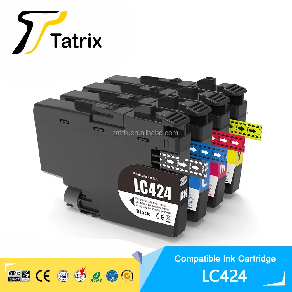 tatrix cartucho de tinta compativel com impressora colorida premium apto para irmao dcp j1200dw lc424 lc424bk lc424c lc424m lc424y 01