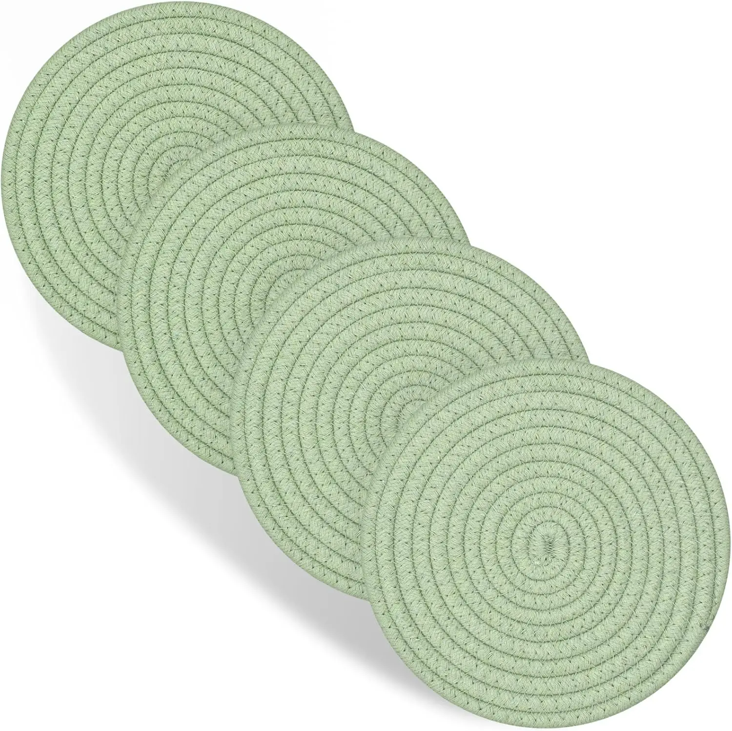 

Heat-Resistant 8-Inch Trivets & Pot Holders, Rustic Farmhouse Kitchen Decor in Green