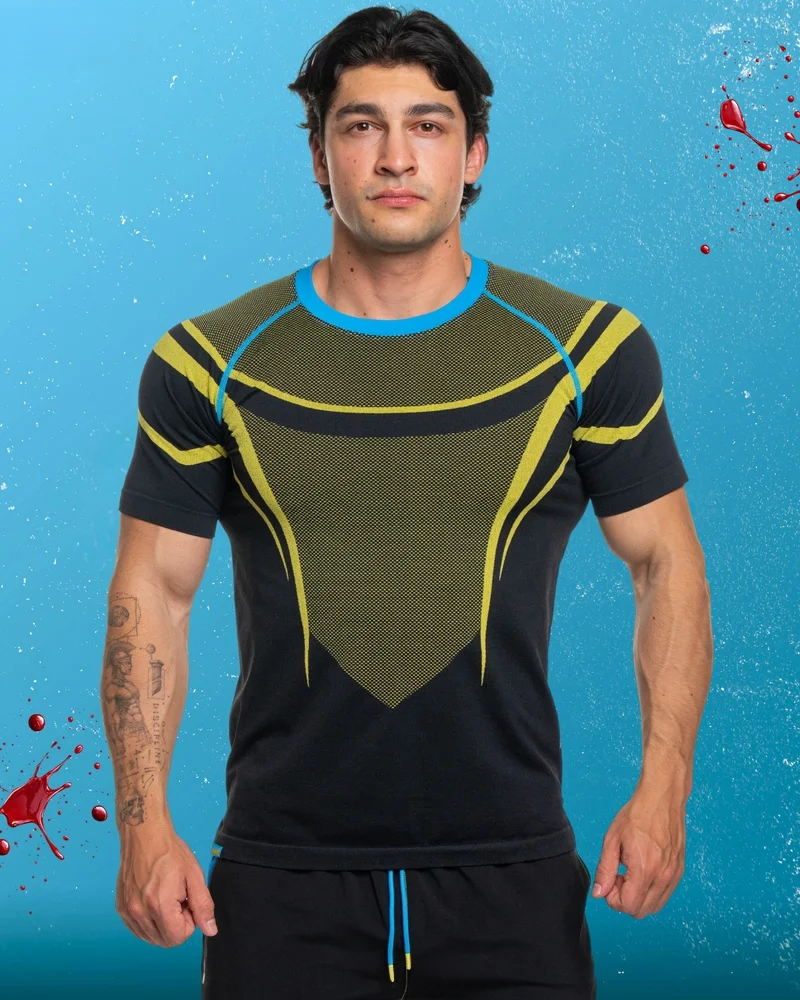 Herren Invincible Omni-Man Kompressions-Rashguard mit kurzen Ärmeln, schnelltrocknendes Fitness-Shirt für MMA, BJJ und Training, Superhelden-Cosplay-Sport-T-Shirt – Detail 12