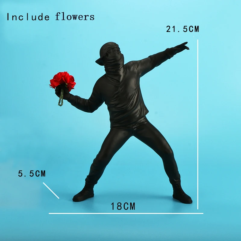 Hars Standbeelden Sculpturen Banksy Bloemwerper Standbeeld Bommenwerper Woondecoratie Accessoires Moderne Ornamenten Beeldje Collectible