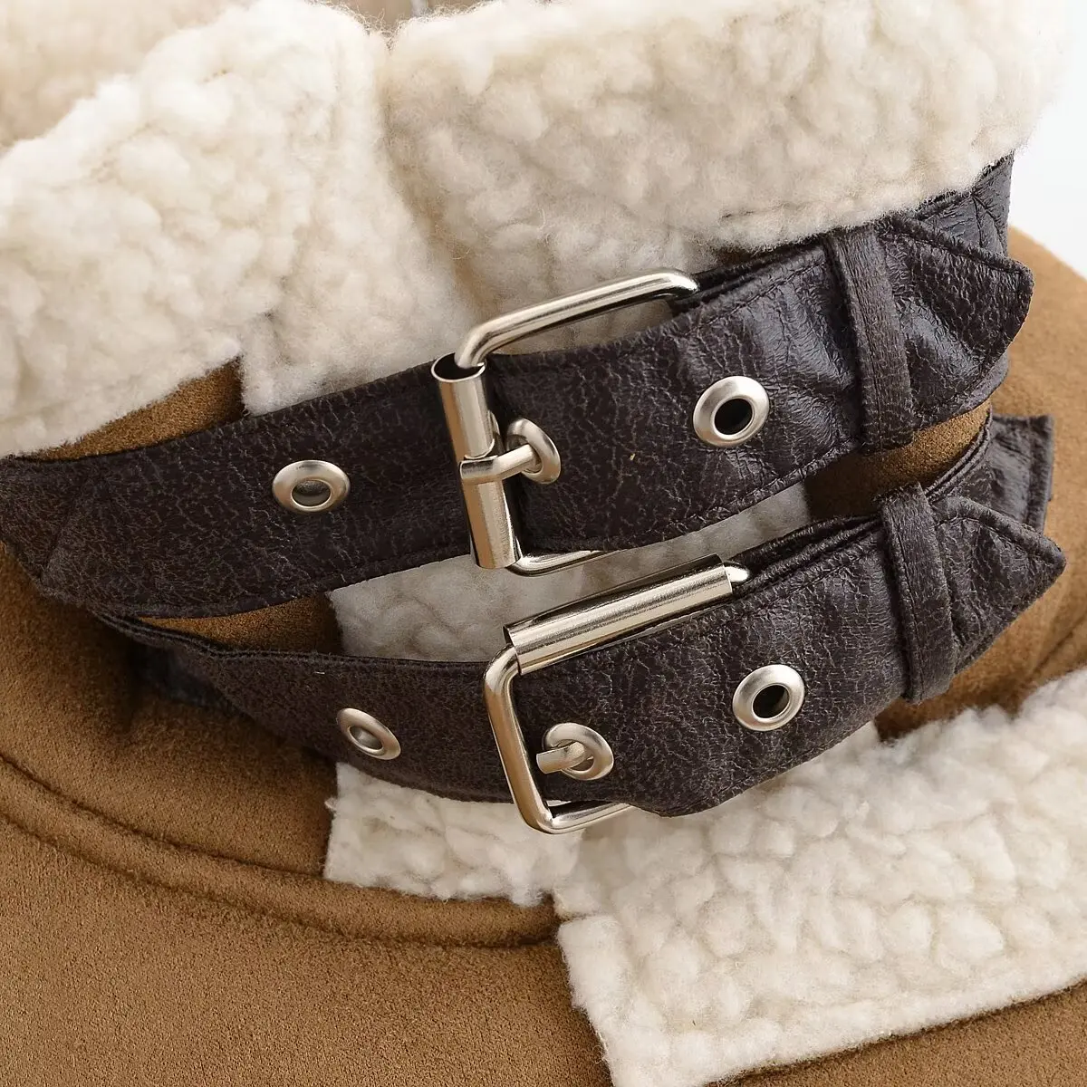 سترة دافئة أوروبية وأمريكية للخريف والشتاء بسيطة وعصرية باللون البني الحلو والرائع للدراجات النارية من الفرو القصير الكل في واحد