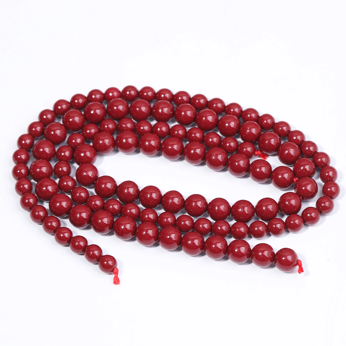 SHIJIWLS Zinnober Natursteinperlen zur Herstellung von Schmuck, runde Bulk-Abstandsperlen, DIY-Charm-Armband, Halskette, Zubehör, 6/8 mm – Detail 2