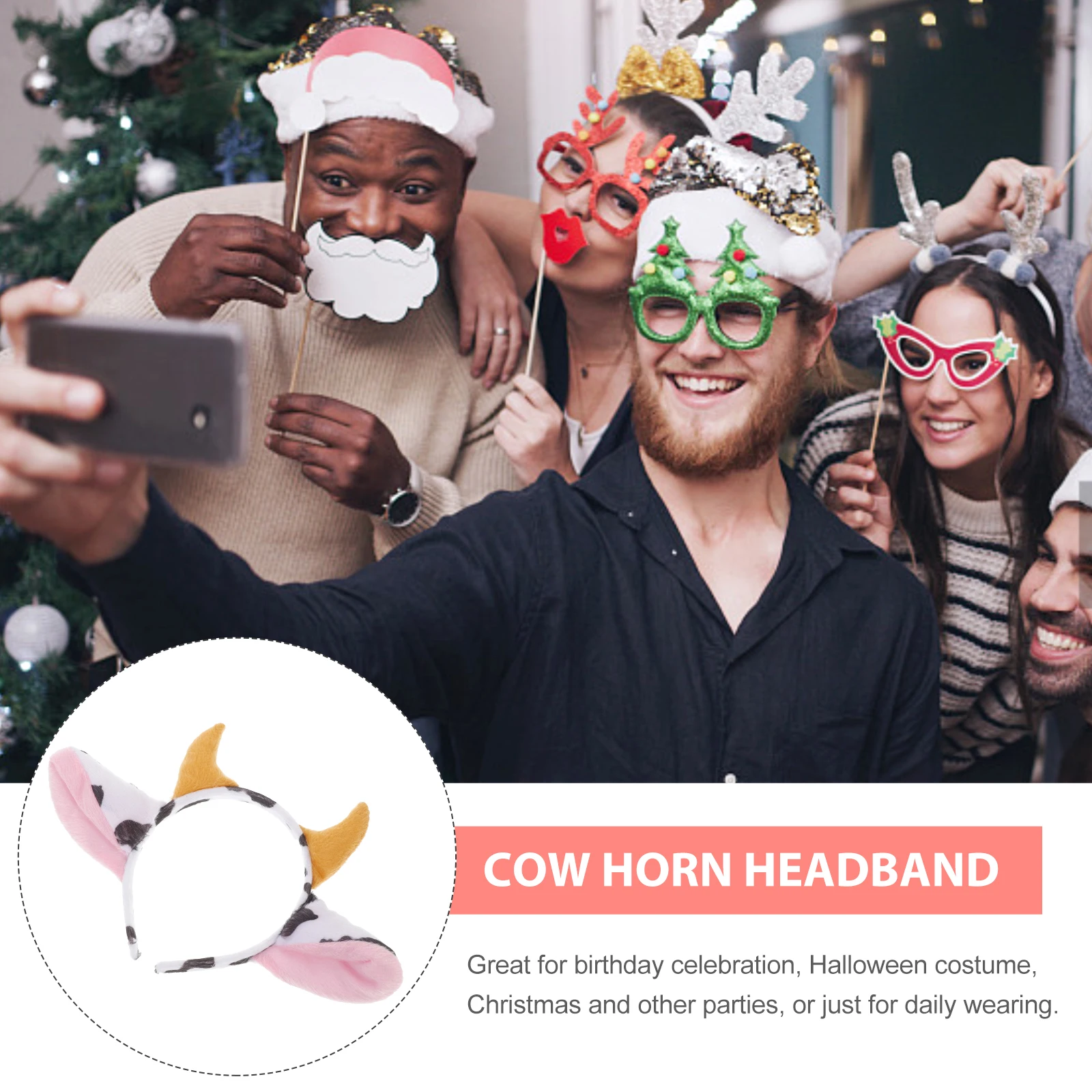

Dairy Cow Headband Cute Animal Hairband For Party Halloween Christmas Costume Cattle Headband Kids Women Accessory